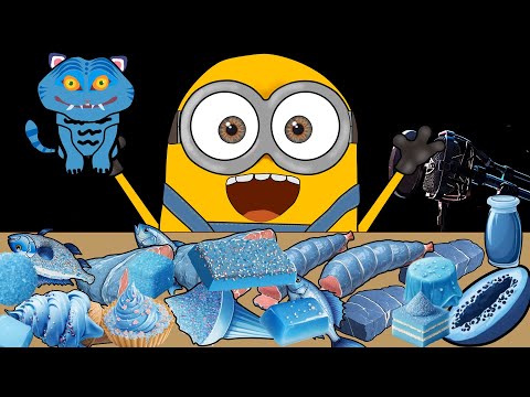 Видео: Миньоны Синяя еда Десерт Мороженое Мукбанг