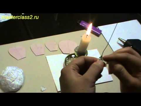 Видео: Цветы из ткани. Роза из ткани на свече (handmade)