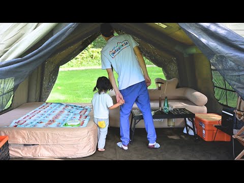 Видео: Отдых отца и дочери на выходных в палатках. Время, проведенное в комфортабельной палатке.