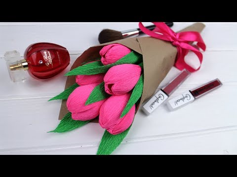 Видео: Сладкий букет из тюльпанов. Цветы из бумаги