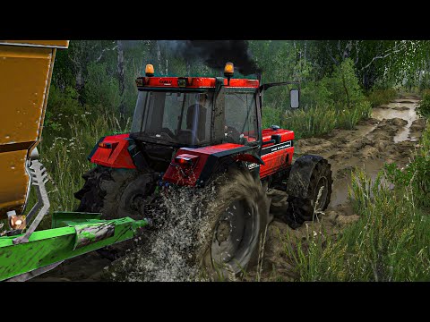 Видео: Case IH 1455 XL против Muddy Road (Unstoppable Tractor)