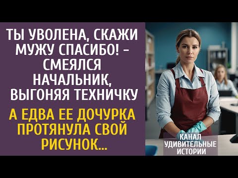 Видео: Ты уволена, скажи мужу спасибо! - смеялся босс, выгоняя техничку… А едва ее дочка протянула рисунок…