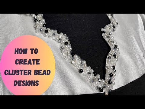 Видео: Кластерная вышивка бисером с кристаллами и жемчужными бусинами / вышивка бисером и вышивка по тка...