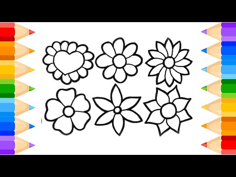 Видео: Как рисовать простые цветы. Рисование, раскрашивание и детское творчество для детей и малышей 🎨@m...