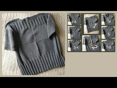 Видео: Теневой  летний топ спицам/вязание