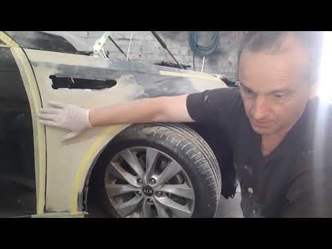 Видео: Шлифуем  шпатлёвку крыло киа оптима