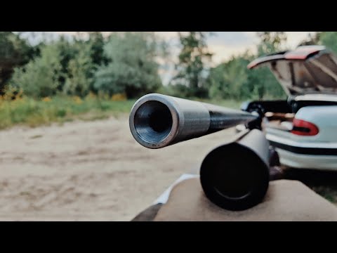 Видео: карабин с  новым 580мм стволом альфа 6 нарезов , отстрел на 100м