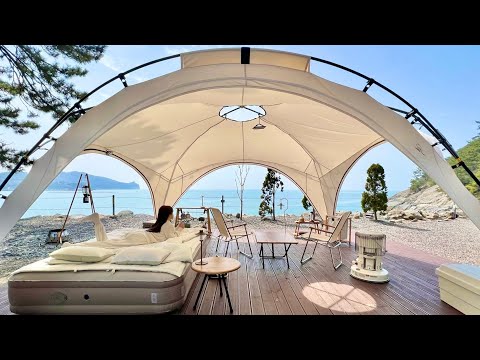 Видео: тихий звук волн в течение всего дня 🌊. 360° Овершеллинг Opennes Panamarra View Tent Camping