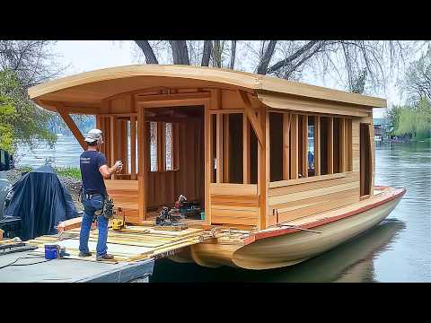 Видео: Человек строит DIY -плавучий дом с нуля | Начните закончить @adrianwoodworm
