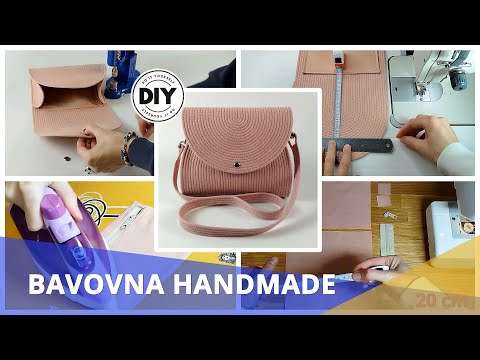 Видео: Женская сумочка через плечо – ручная работа из хлопкового шнура (цвет розовый)