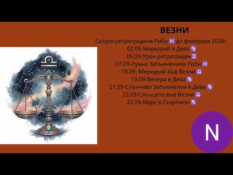 Видео: 📌ВЕЗНИ - ХОРОСКОП ЗА СЕПТЕМВРИ 2025