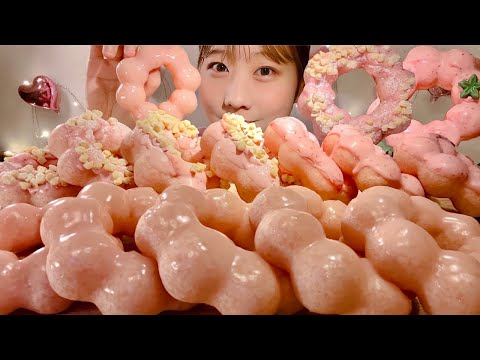 Видео: ASMR пончик моти с клубникой и молоком【русские субтитры】【Mukbang/ Eating Sounds】