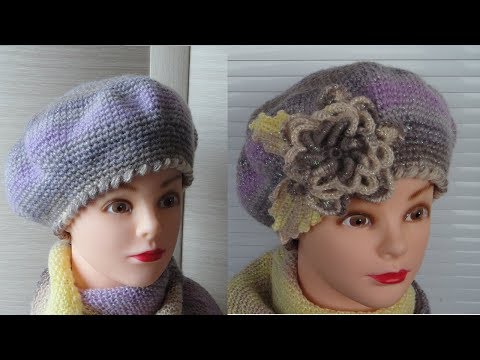 Видео: Классический берет крючком. Beret crochet