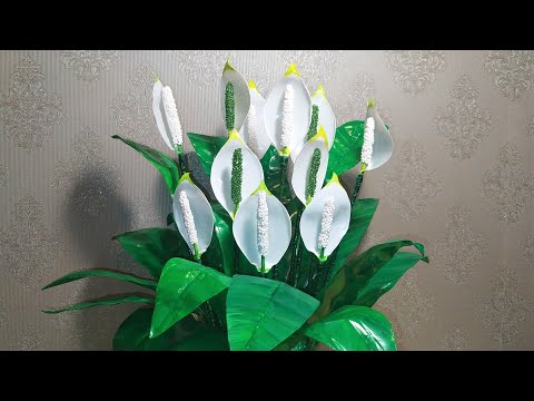 Видео: Спатиффилум из пластиковых бутылок. Мастер класс.