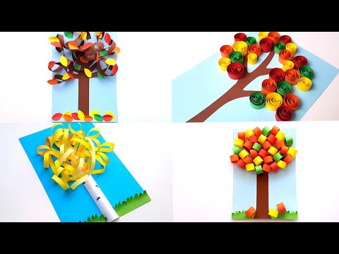 Видео: 🍂 4 DIY Осеннее дерево из бумаги Осенние поделки из бумаги для детей Осенняя объемная аппликация
