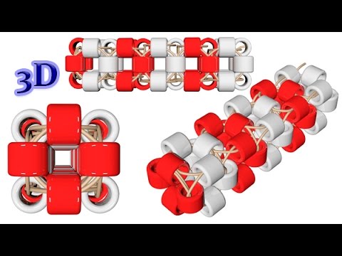 Видео: Beaded Square harness. 3D Beading Tutorial/Квадратный жгут из бисера