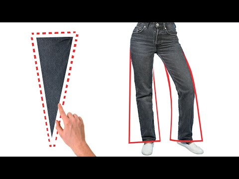 Видео: Простой швейный трюк — как превратить узкие джинсы в широкие! Miarti 🧵✂️