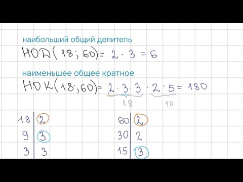 Видео: НОД(18; 60) и НОК(18; 60)
