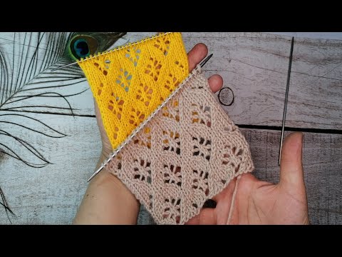 Видео: Очень красивый ажурный узор спицами № 14 Цветочки
