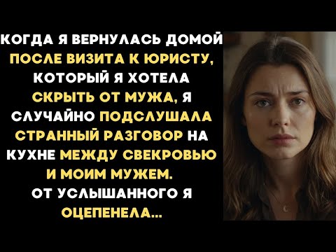 Видео: Я случайно подслушала разговор между свекровью и моим мужем после визита к юристу и оцепенела...