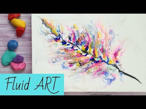 Видео: Как создать образ перышка в жидком акриле | Эксперименты в технике флюид-арт