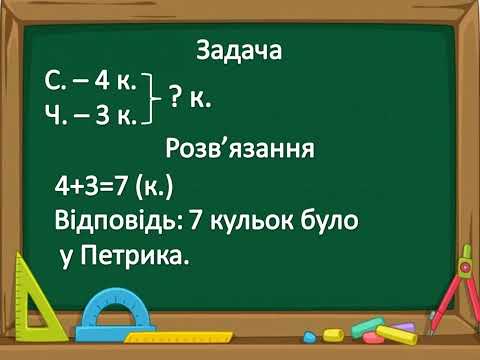 Видео: Відеоурок для 1 класу "Задачі на знаходження суми"