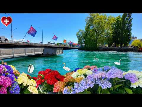 Видео: Женева в ветреный весенний день | Настоящая городская жизнь и красота на берегу озера [4K]
