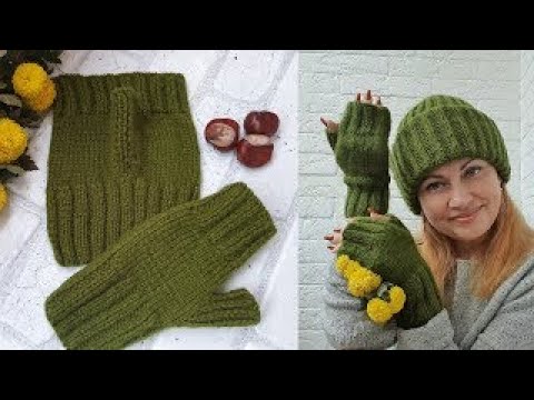 Видео: МК митенки на двух спицах  Отличный вариант для новичков и для быстрого вязания