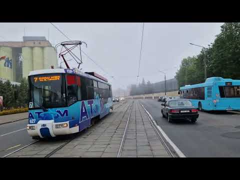 Видео: Витебский трамвай. ДСК - ул. Фрунзе. Маршрут 7. 27.08.2024. Vitebsk tram. DSK - st. Frunze. Route 7