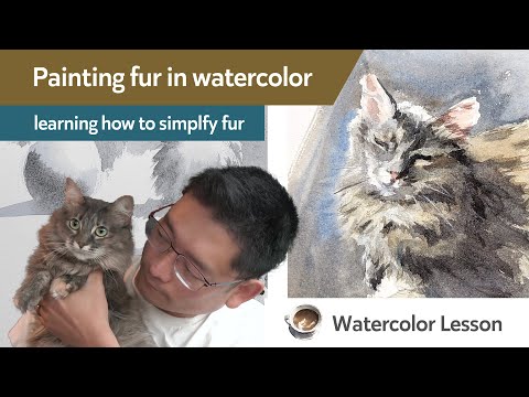 Видео: Рисование меха акварелью — учимся упрощать мех