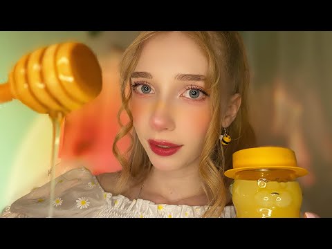 Видео: АСМР МЁД🍯 Увлажнение лица💗 *липкий* 🐝 🌸 ASMR honey *relax*