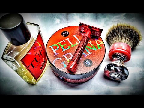 Видео: Бритье! Oliworks "Meteorite" - Bolzano - Grizzly Bay - Artisan NOD "Pellegrana" - Tuff