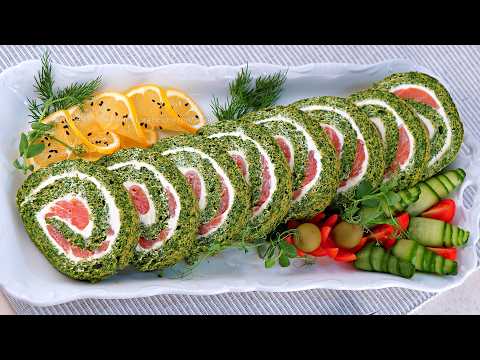 Видео: 🌟🎄Изумрудный Шпинатный Рулет с Красной рыбой и Творожным сыром🎄🌟 Хит Новогоднего Стола!