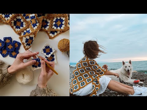 Видео: 💥 ПЛАТОК крючком из бабушкиных квадратов. шаль/бактус @Катя SHODDI CROCHET вязание крючком