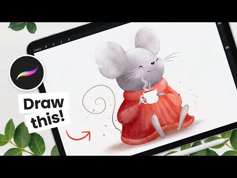 Видео: Давайте нарисуем милую акварельную мышку • Урок Procreate