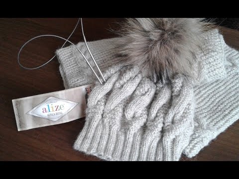 Видео: Снуд спицами + шапка спицами (платочная вязка + косы). Часть 2.