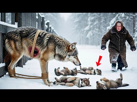 Видео: Волчица умирала связанная в снегу, пока Бог не послал старушку к волчатам