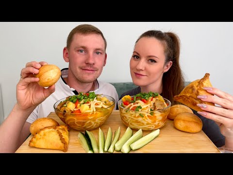 Видео: МУКБАНГ ДОМАШНИЙ ЛАГМАН ТРЕУГОЛЬНИКИ MUKBANG HOME LAGMAN TRIANGLES