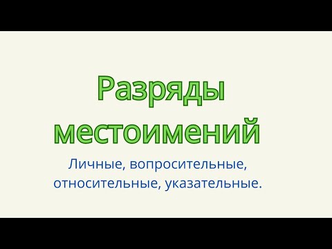Видео: Разряды местоимений. Разряды местоимений по значению.
