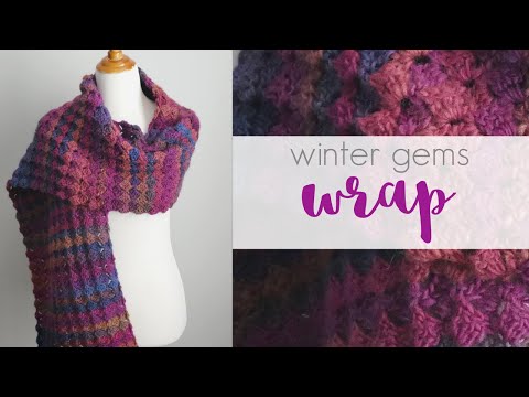 Видео: Как связать крючком шарф «Зимние драгоценности»