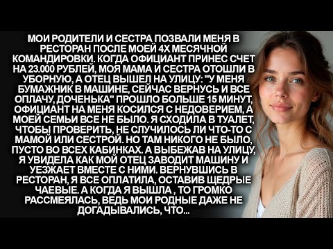 Видео: Моя семья сбежала из ресторана, оставив мне счёт на 23.000 рублей. Но я рассмеялась, ведь…