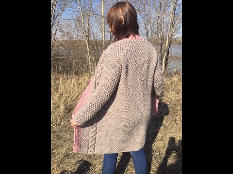 Видео: Классный кардиган спицами 2 часть из 2