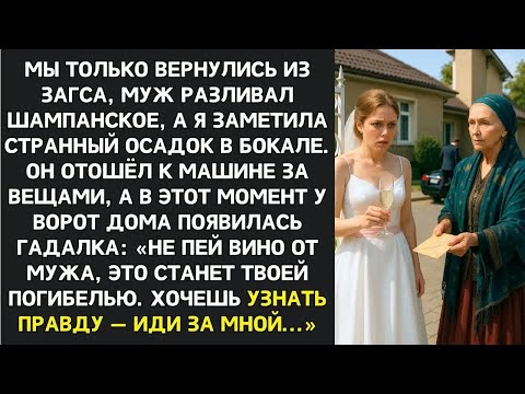 Видео: После ЗАГСа у ворот дома появилась гадалка： Не пей шампанское! Муж хочет тебя отравить ради денег!
