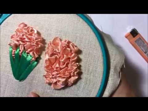 Видео: Гиацинт вышитый лентами /Hyacinth embroidered ribbons