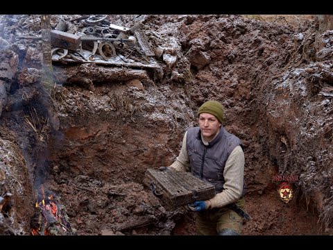 Видео: Зимние раскопки немецкого блиндажа / Winter excavations of a German dugout
