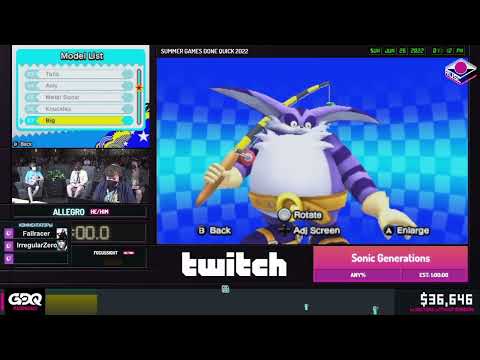 Видео: Sonic Generations от Allegro за 54:21 #SGDQ2022 [RU]