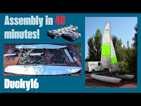 Видео: Assembly inflatable sailing catamaran Ducky16 by one person in 40 minutes! / надувной катамаран