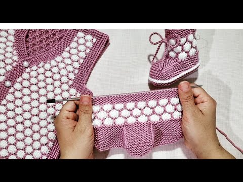 Видео: Узор «Бонбон» Вязание детских пинеток 🌸🌿 Вязание детских пинеток крючком свитера двумя спицами