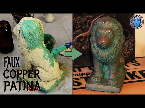 Видео: ИСКУССТВЕННАЯ МЕДНАЯ ПАТИНА НА БЕТОННОЙ СТАТУЭТКЕ ЛЬВА