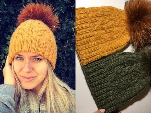 Видео: ШАПКА с узором «НАКЛОНЕННЫЙ РОСТОК». Часть 2